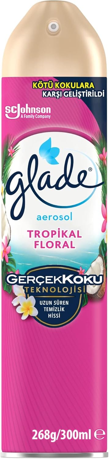 Glade Hava Tazeleyici Aerosol, Oda Kokusu, Tropikal Floral, 300ml