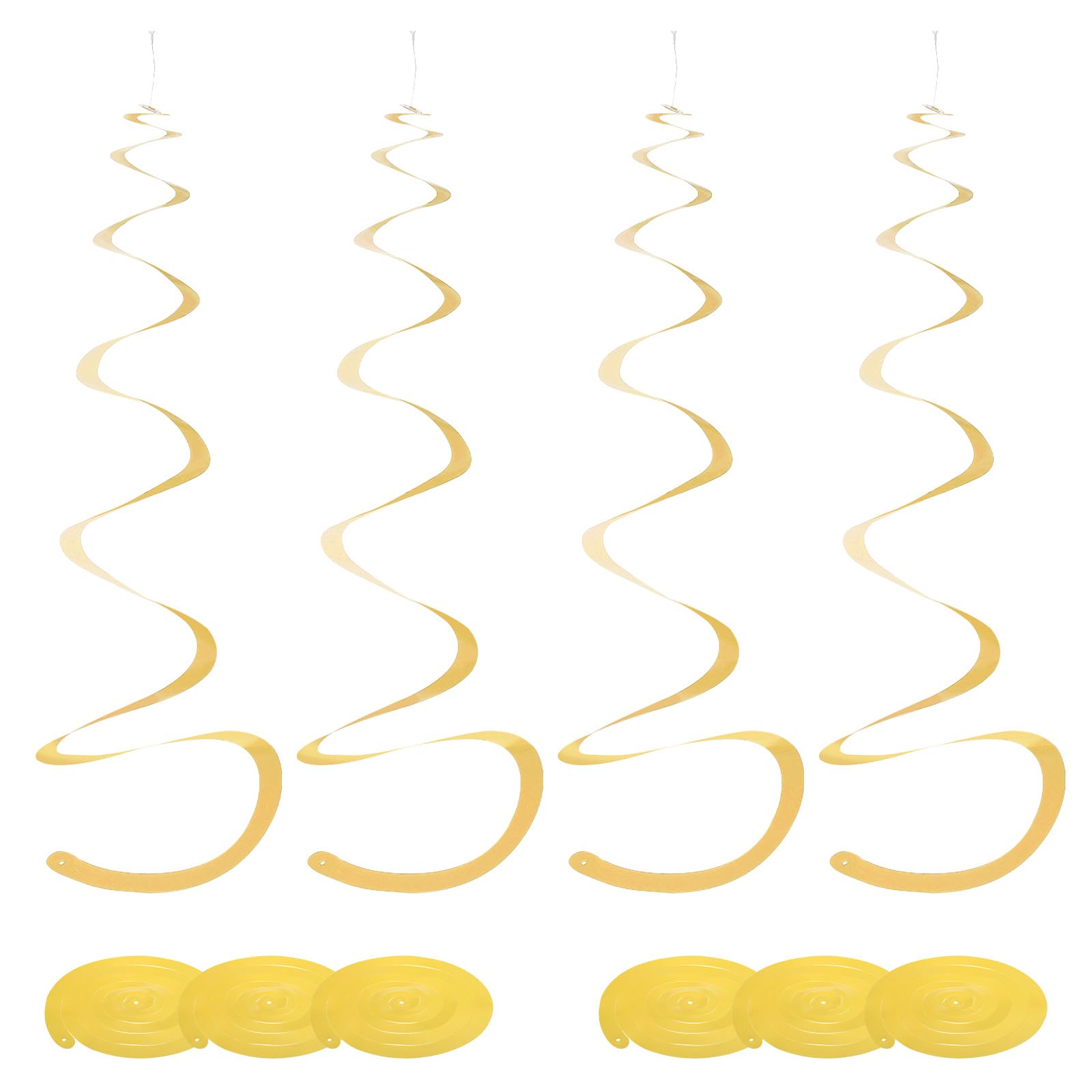 sourcing map 42pcs Light Yellow Hanging Swirls Decorations, Plastic Spiral Party Streamers Ceiling Decoration Twin Tails Party Swirls for Birthday Wedding Anniversary Celebration Christmas