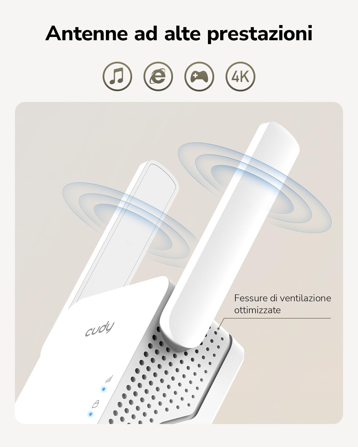 Cudy RE300 N300 - Estensore di Gamma WiFi, Amplificatore di Segnale da 300 Mbps 2.4 GHz con Porta Ethernet, Estensore WiFi a Maglia con Pulsante WPS, Ripetitore Plug and Play, Compatibile con Modalità