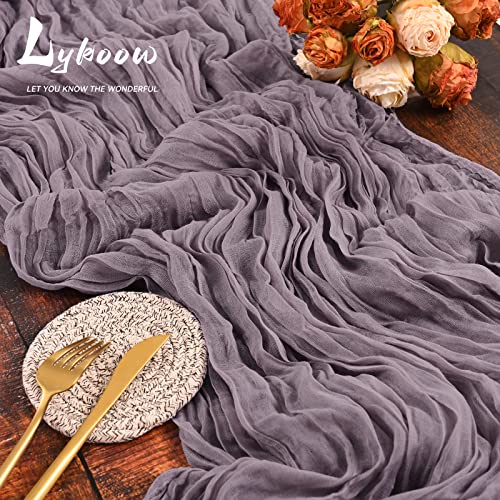 Lykoow 10 Packs Cheesecloth Table Runner Grape,10Ft Rustic Gauze Boho Wedding Table Runner Decoration, Wedding Table Decor Table Cloth for Wedding Party Bridal Shower Table,35x120 inch by Lykoow - Image 5