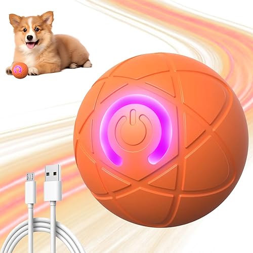 Pelotas interactivas de juguetes para perros, juguete automático de bola agitada rodante para cachorros pequeños y medianos, pelota inteligente para