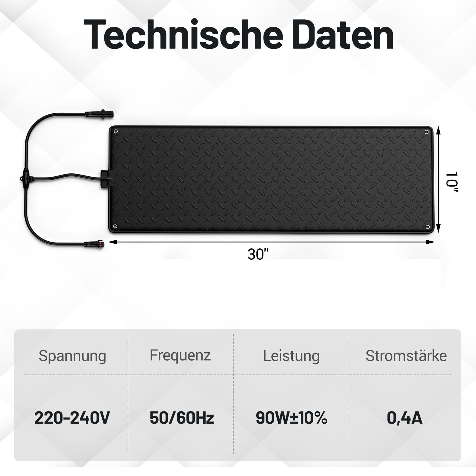 COSTWAY 25,5 x 76cm Gehwegmatte mit Heizung 40℃, Schneeschmelze Matte bis zu 18 Matten anschließen, rutschfest & wasserdicht, Beheizte Matte Outdoor Gummi, für Treppen Gehwege Garten (Ohne Stromkabel)