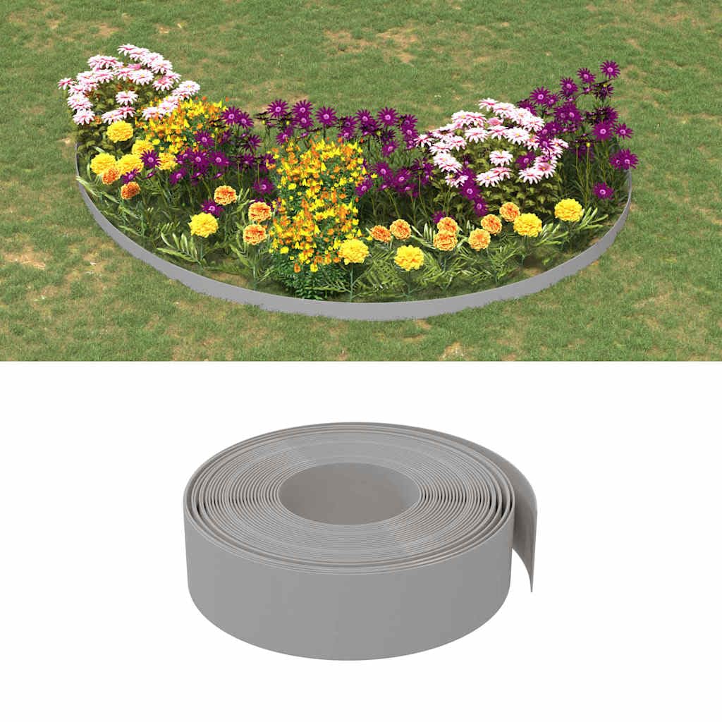 Orli da giardino in polietilene 4 pezzi 10 M Grigio | Flessibile, facile da installare, per laghetto e vialetta, altezza 15 cm