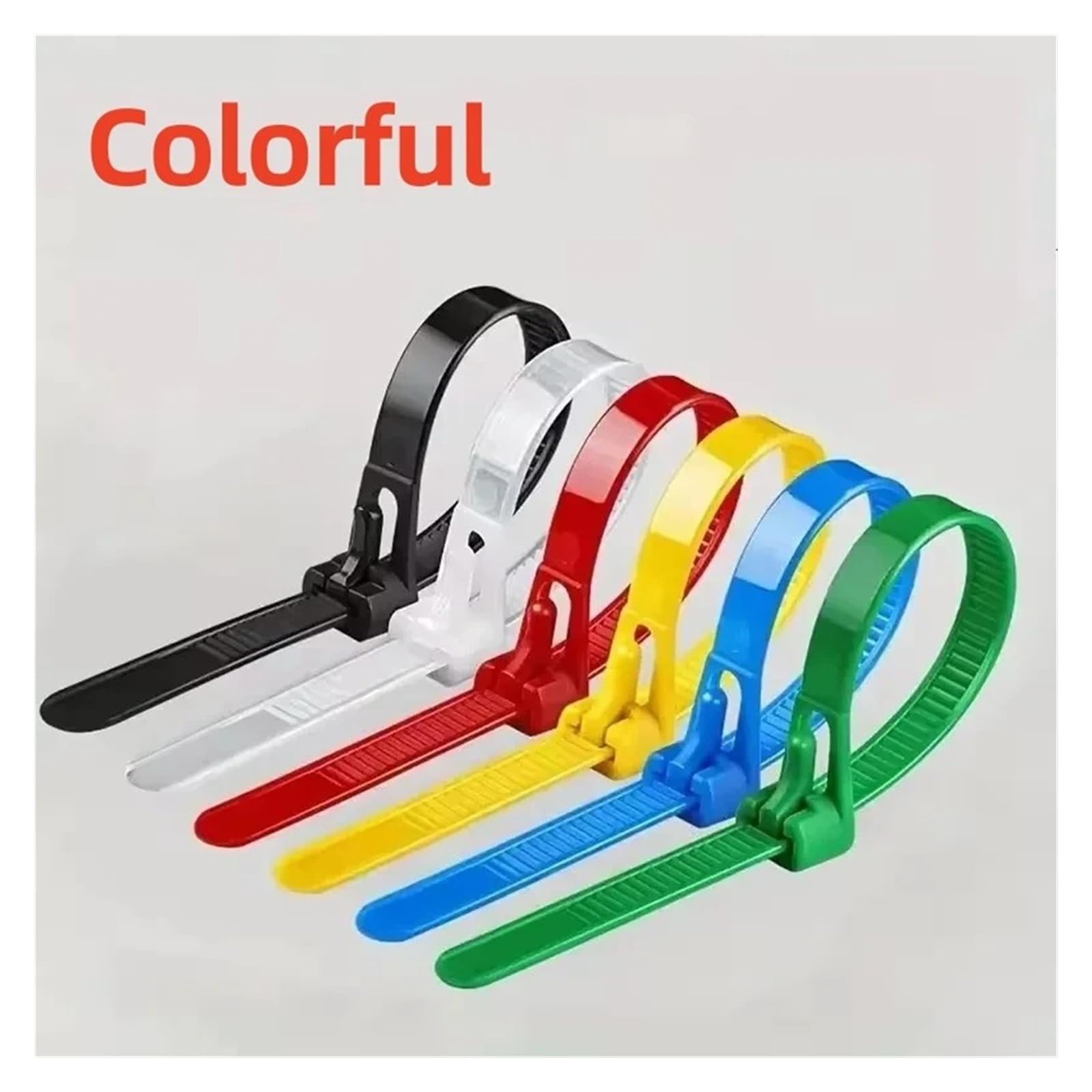 Fascette riutilizzabili con pulsante di rilascio | Fascette in nylon bianco e nero – Cinghie slipknot staccabili per casa, ufficio e officina (bianco, 200 pezzi)