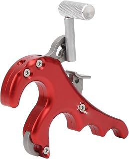 Bow Release Aids, 4 Fingers Grip Thumb Caliper Metal Release Aids Bow Upgrade Spare Accessories(Red)