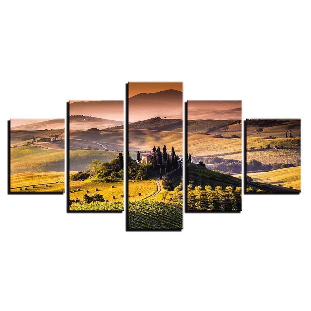Toile murale rouge paysage agricole moderne minimaliste pour decoration salon
