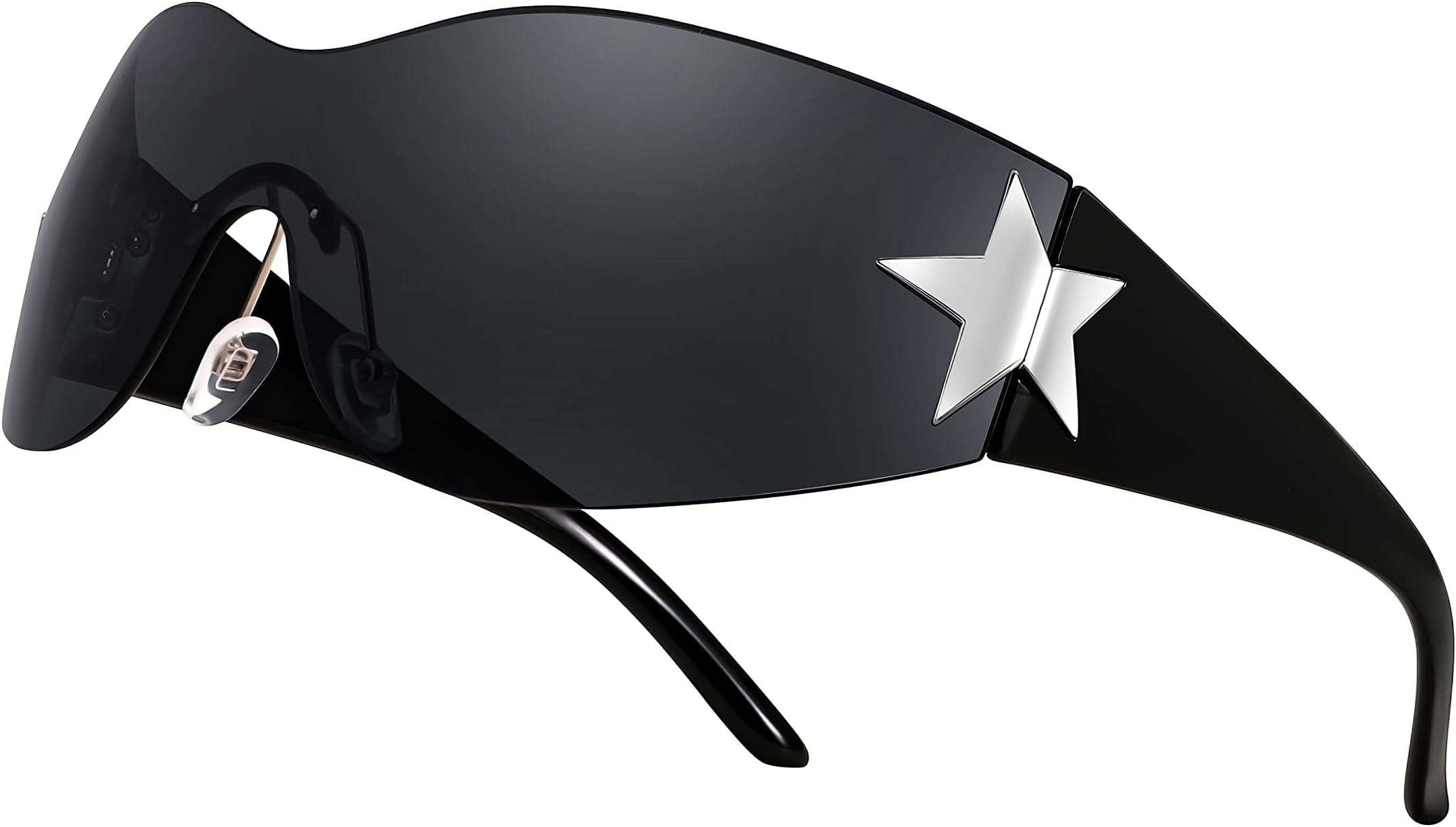 FEISEDYRimless Y2K Sunglasses for Women Men Fashion Wrap Around Sun Glasses Oversized Frameless Eyewear B9090