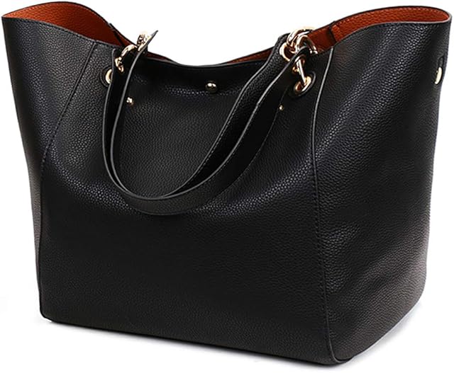 Pahajim PU Leather Waterproof Handbags Clutches Bags Large Bag Ladies Tote Bag Shoulder Bags for Women Bags for Work Shopping Bag(Black)