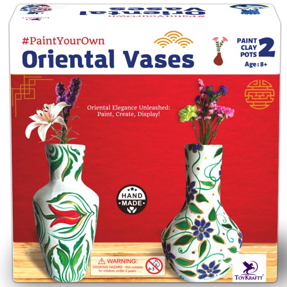 TOYKRAFTT Pot Painting Kit for Kids 9-12 – DIY Vase Painting Art and Craft, Earthen Terracotta Pots, Birthday Return Gift for Girls & Boys 8-12 Years, Oriental Theme