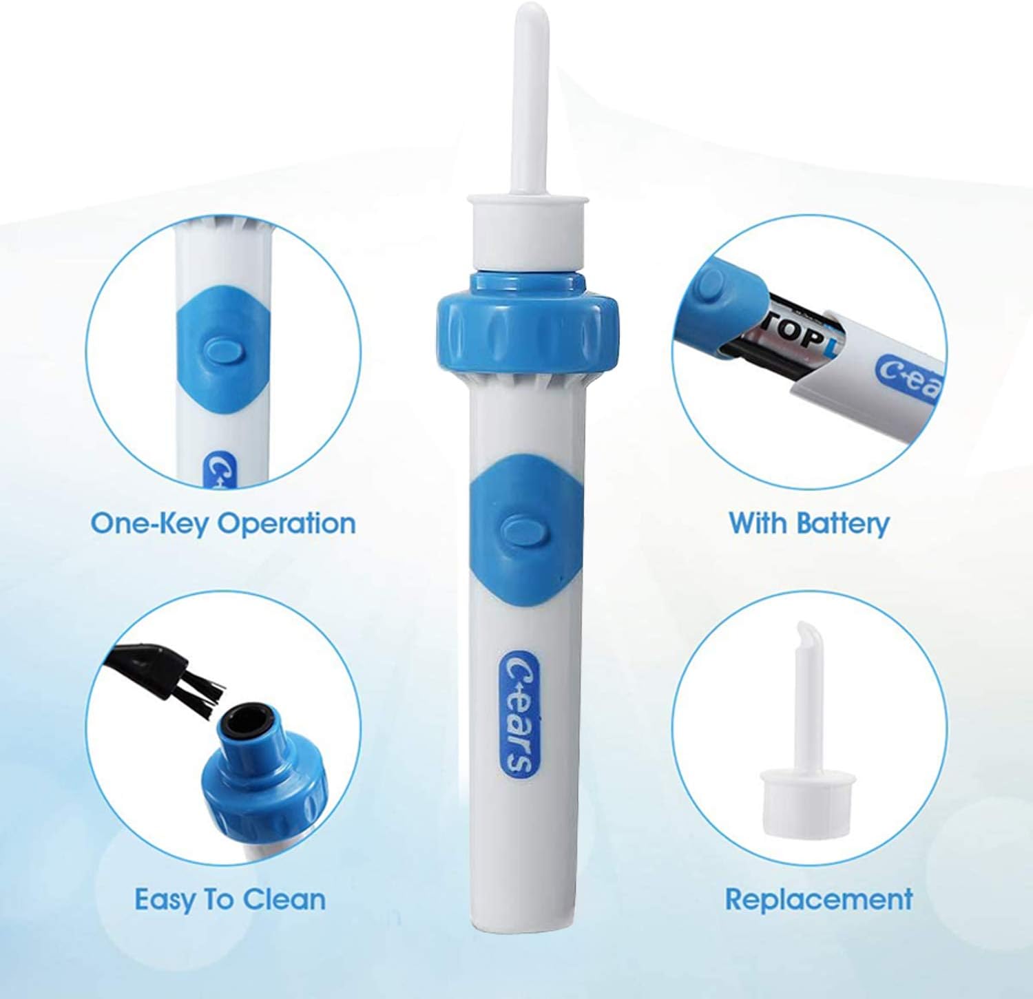 Ear Vacuum Wax Remover, Ear Wax Removal Kit, Ear Wax Vacuum for People of All Ages, Ear Vacuum Cleaner Easy Earwax Remover Soft Prevent Ear-Pick Clean Tools Set