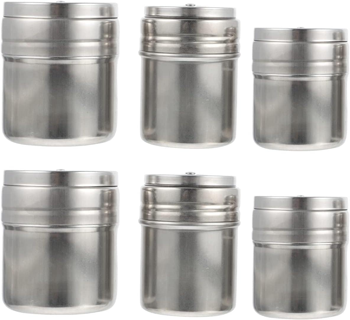 6pcs Stainless Steel Pepper Jar, Spice Jar Set of Spice Dispenser Jar Pepper Shaker Seasoning Bottle for Home Kitchen