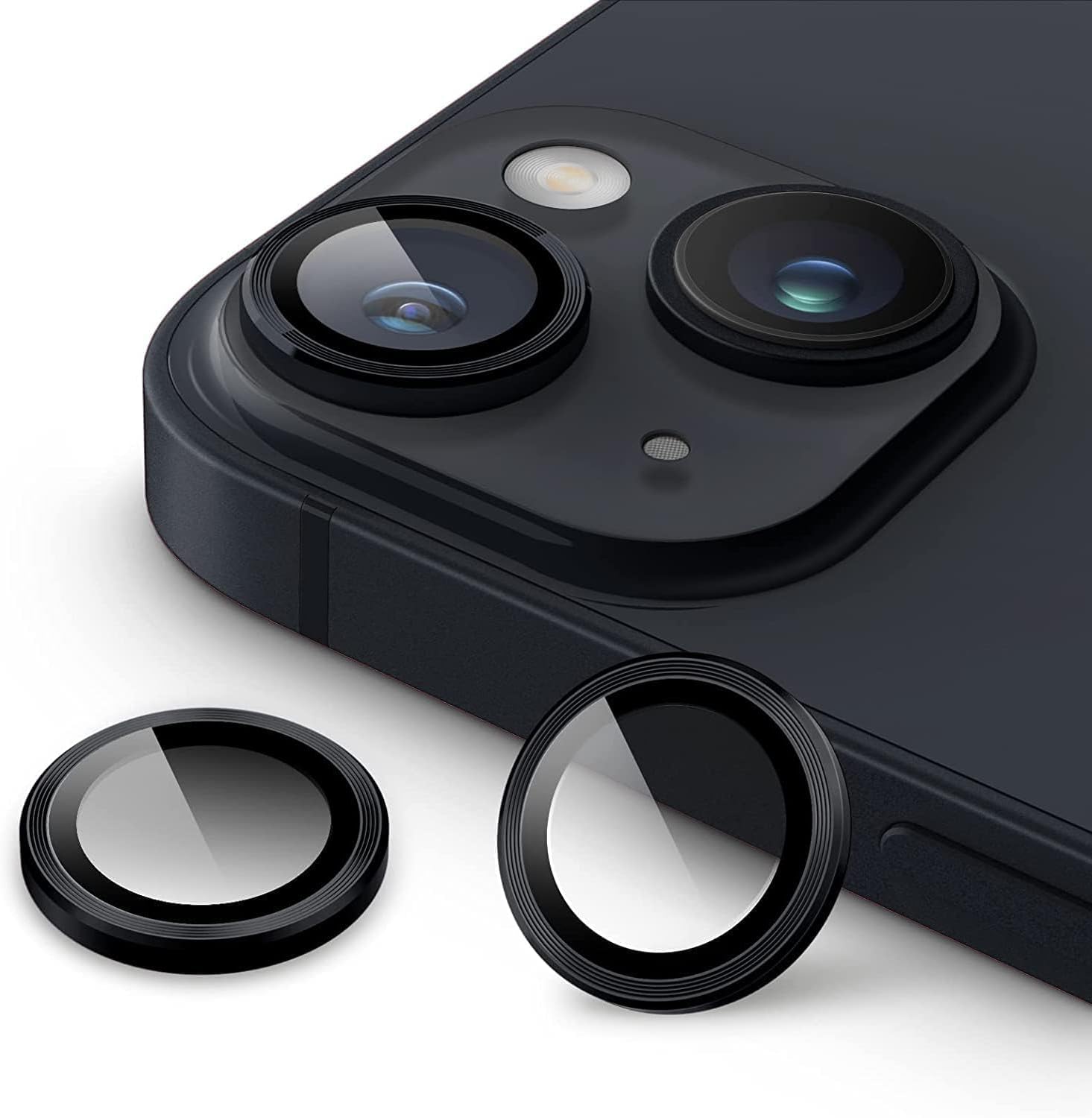 Amazon Brand - Solimo Tempered Glass Camera Lens Protector for iPhone 13 (6.1 Inch) & iPhone 13 Mini (5.4 Inch) | Glass Lens Cover (Black)