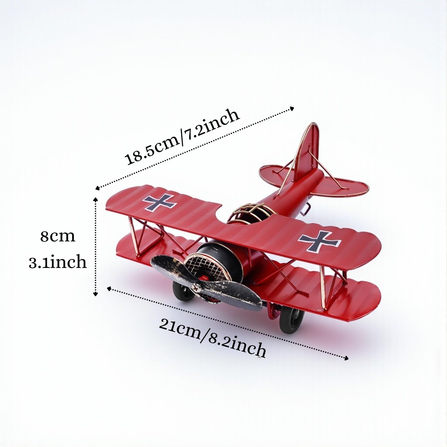 ascension Vintage Red Biplane Metal Model – Retro WWI Fighter