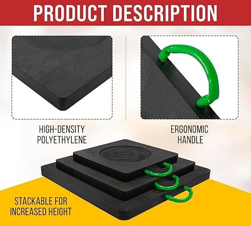 Miniatura 12 de Mytee Products Paquete de 4 almohadillas de refuerzo medianas de 24 x 24 pulgadas y 1.5 pulgadas, color negro para grúa, camión de auxilio, remolque