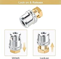 Vista 3 de GODESON Portabrocas de aire de bloqueo 14FNPT de latón de flujo cerrado con enchufe rápido macho estándar, portabrocas de aire para medidor
