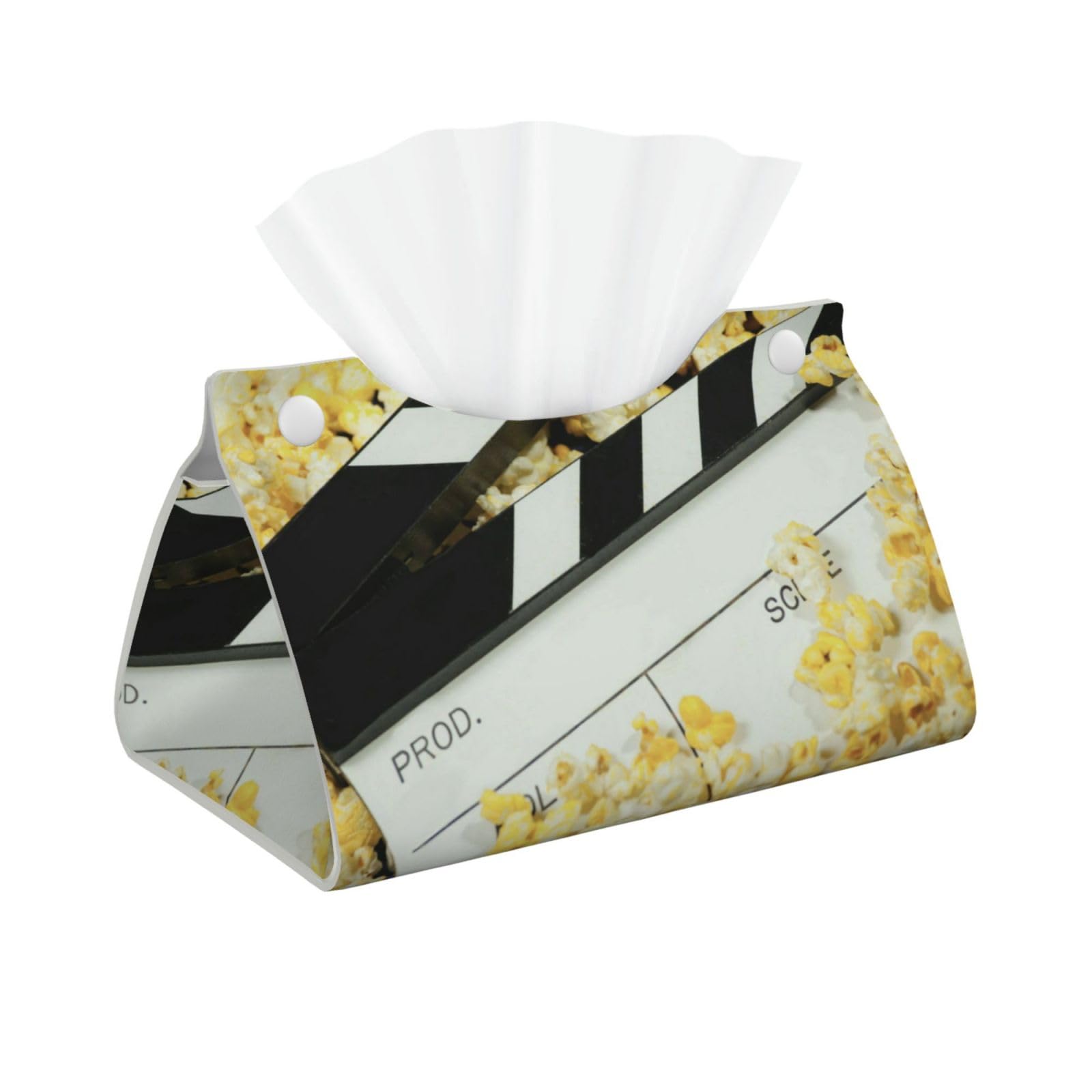 Froon Cinema Clapboard And Popcorn Full-Print Long Leather Tissue Holder - Stylish And Convenient Leather Tissue Case