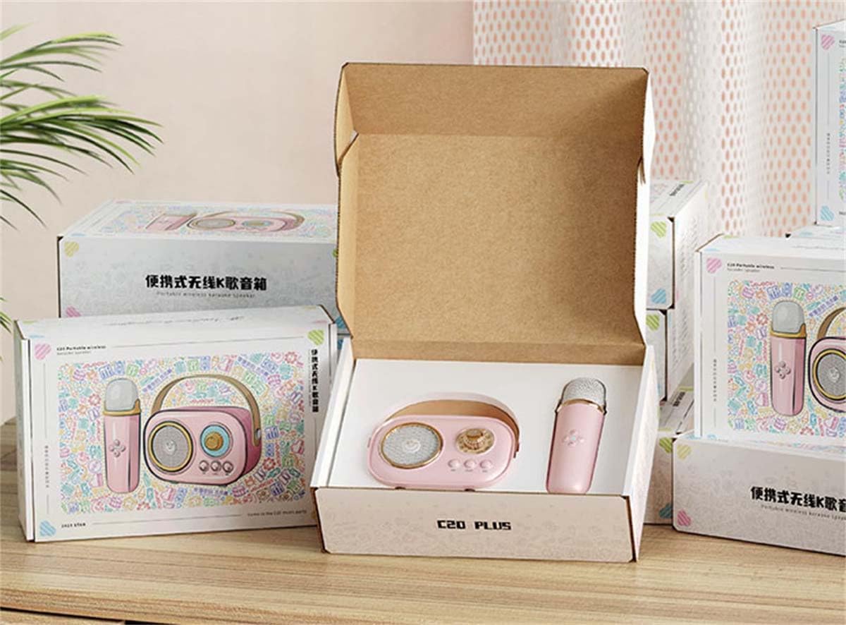 Vivamic Portable Kids Karaoke Fun Set, Viva Mic Portable Microphone, Mini Karaoke Machine with 2 Wireless Microphones Voice Changer for Home and Outdoor Entertainment (Single,Pink)