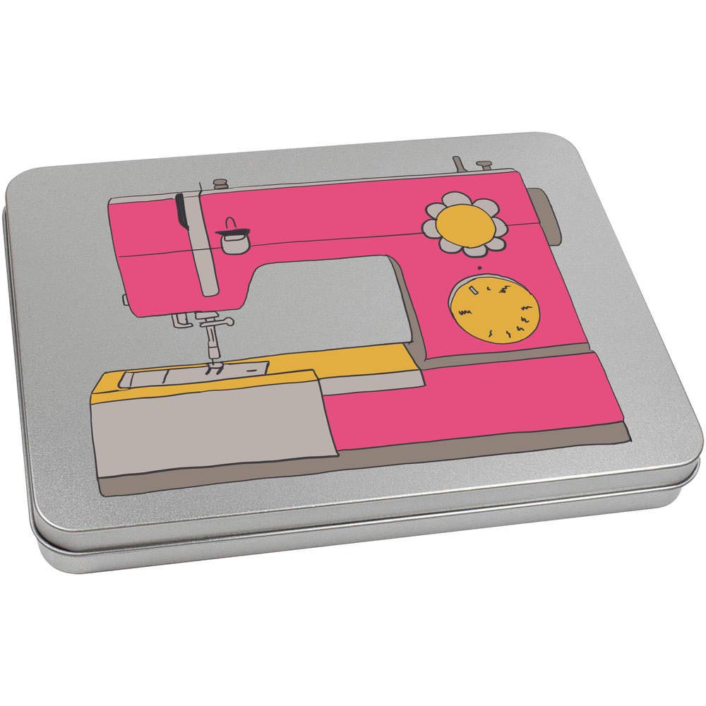 Azeeda 220mm 'Sewing Machine' Metal Hinged Tin/Storage Box (TT00124656)
