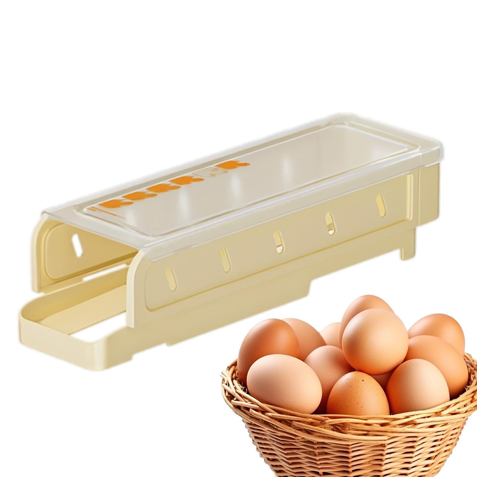 Muiltvoe Fridge Egg Container | Auto Rolling Space-Saving,Egg Dispenser Auto Rolling - for Home Cooks Bakers Restaurant Farm RV Apartment Office Meal Prep Daily Cooking Pantry Cabinet