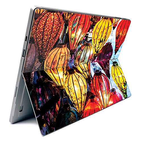 Image of MightySkins Carbon Fiber Skin for Microsoft Surface Pro 7 - Hoi an Lanterns | Textured Carbon Fiber Finish | Easy to Apply, Remove, and Change Styles | Made in The USA