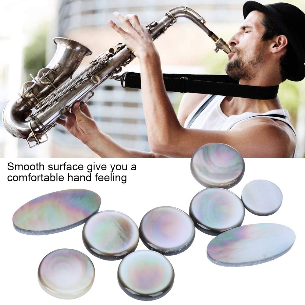 Tbest Bottoniera per Sassofono, 9 Pezzi, Set di Bottoni per Chiave Sax in Bianco e Nero, Accessori per Strumenti Musicali, Accessori per Decorazioni per Bottoni per Sassofono