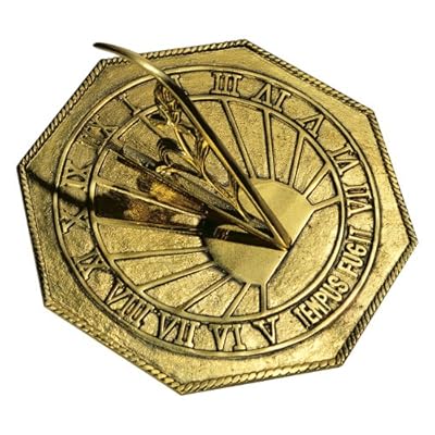 Rome 2390 Classic Octagonal Sundial, Sold Polished Brass, 10-Inch Diameter