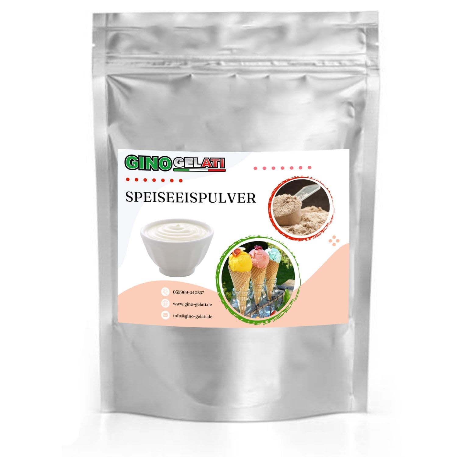 Gino Gelati Joghurt Speiseeis Pulver, verschiedene Sorten, für Eismaschinen, Eis selber herstellen, Made in Germany, schnelle und einfache Zubereitung (1 kg, Joghurt)