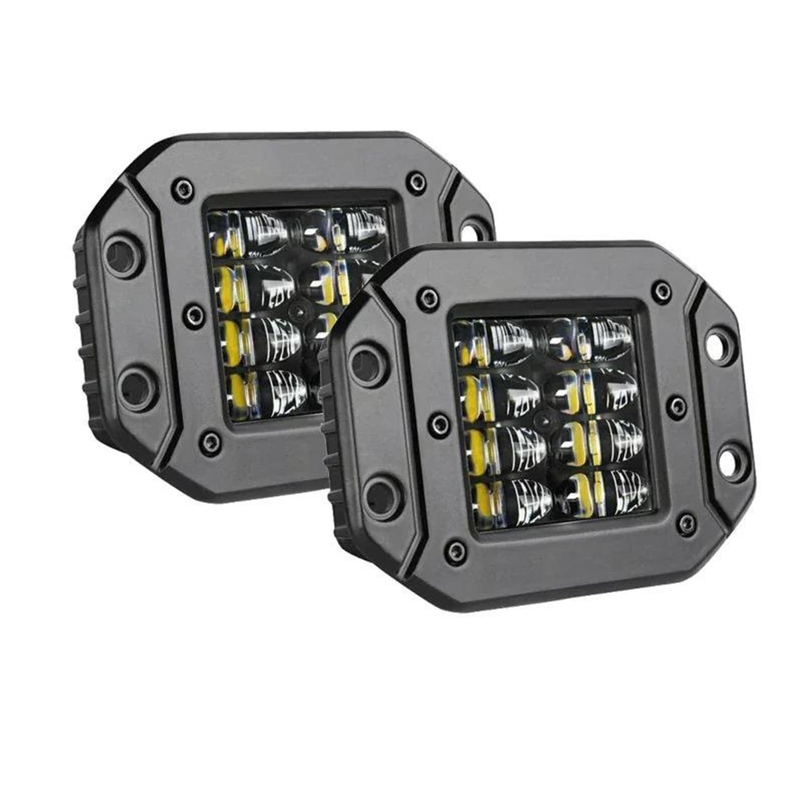 Luces Circulación Diurna Barra Luz LED Obra Montaje Empotrado 2x5 Pulgadas Todoterreno 12V 24V 40W Cápsulas Haz Puntual Para Coche Camión Atv Faro Para Jeep(2 pcs)
