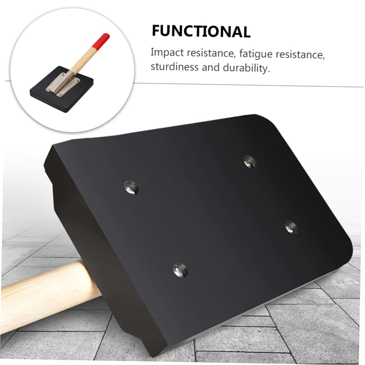SHINEOFI Maillet en Caoutchouc à Manche Bois pour Carrelage Outil de Pavage Ergonomique et Pratique pour Pose de Carreaux