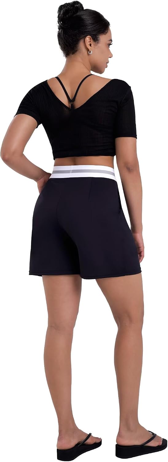 Sunzel Women's Pleated Athletic Shorts with Pockets Elastic High Waist Flowy Wide Leg Workout Shorts for Yoga Running Lounge