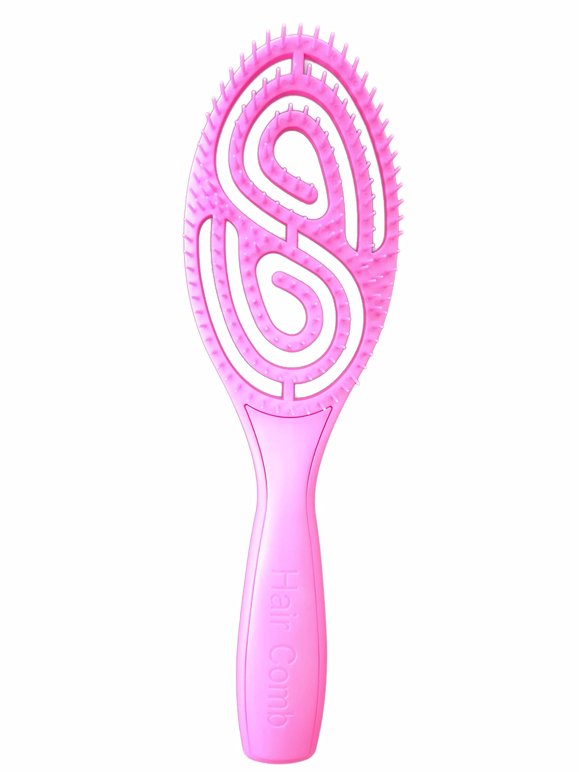 ALANX Curved hair brush Professional ventilation styling comb Elastic comb Hair styling tool Quick-drying hair combing massage hairbrush (Red rose)