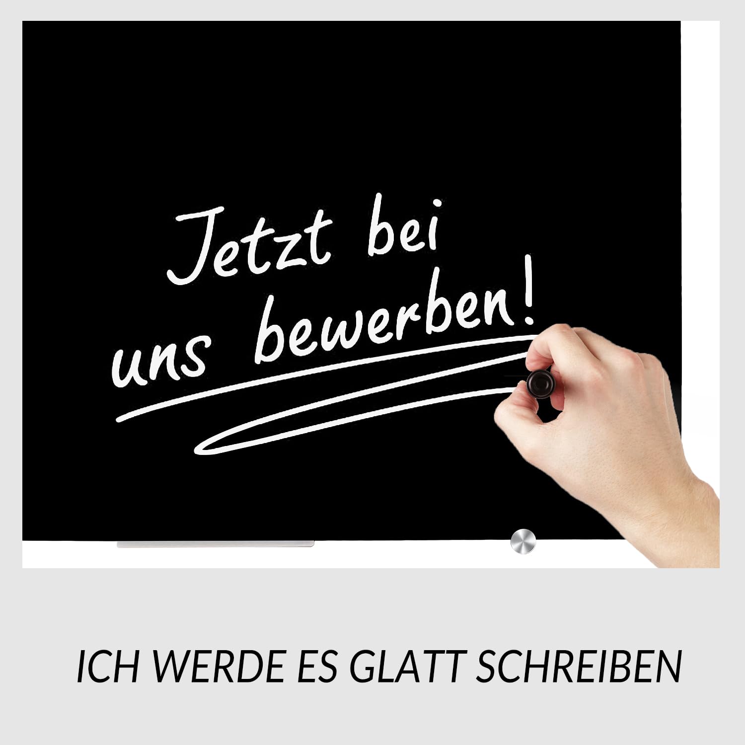 XIWODE Magnettafel Glas 90x120 Schwarz - Hochwertiges Rahmenloses Whiteboard, Abwischbare Glas-Pinnwand Große mit Zubehör (4 Marker, 2 Magnete, Schwamm) für Büro & Zuhause