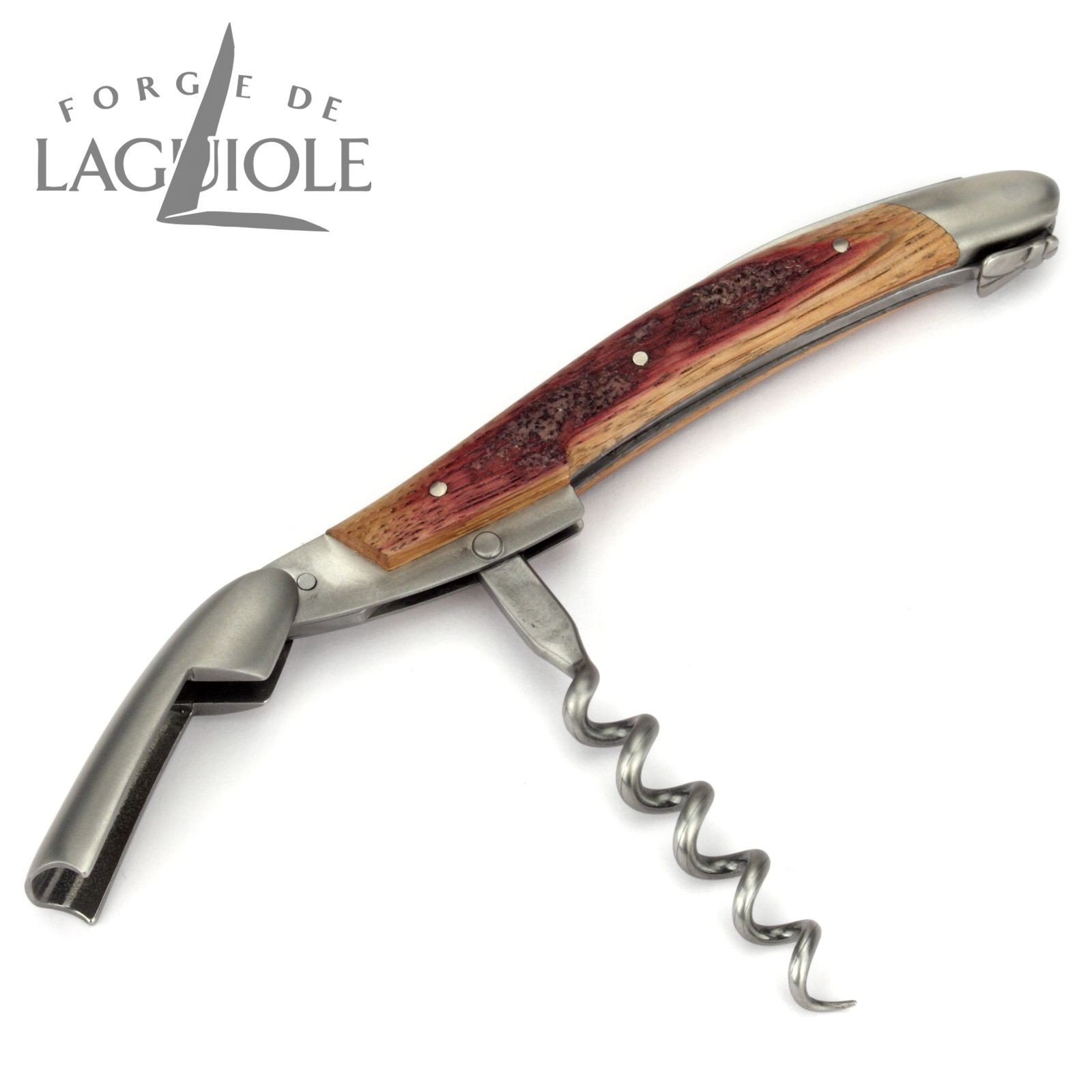 Forge de Laguiole Kellnermesser Sommelierbesteck - Griff Barriquefass Eichenholz - Edelstahl matt