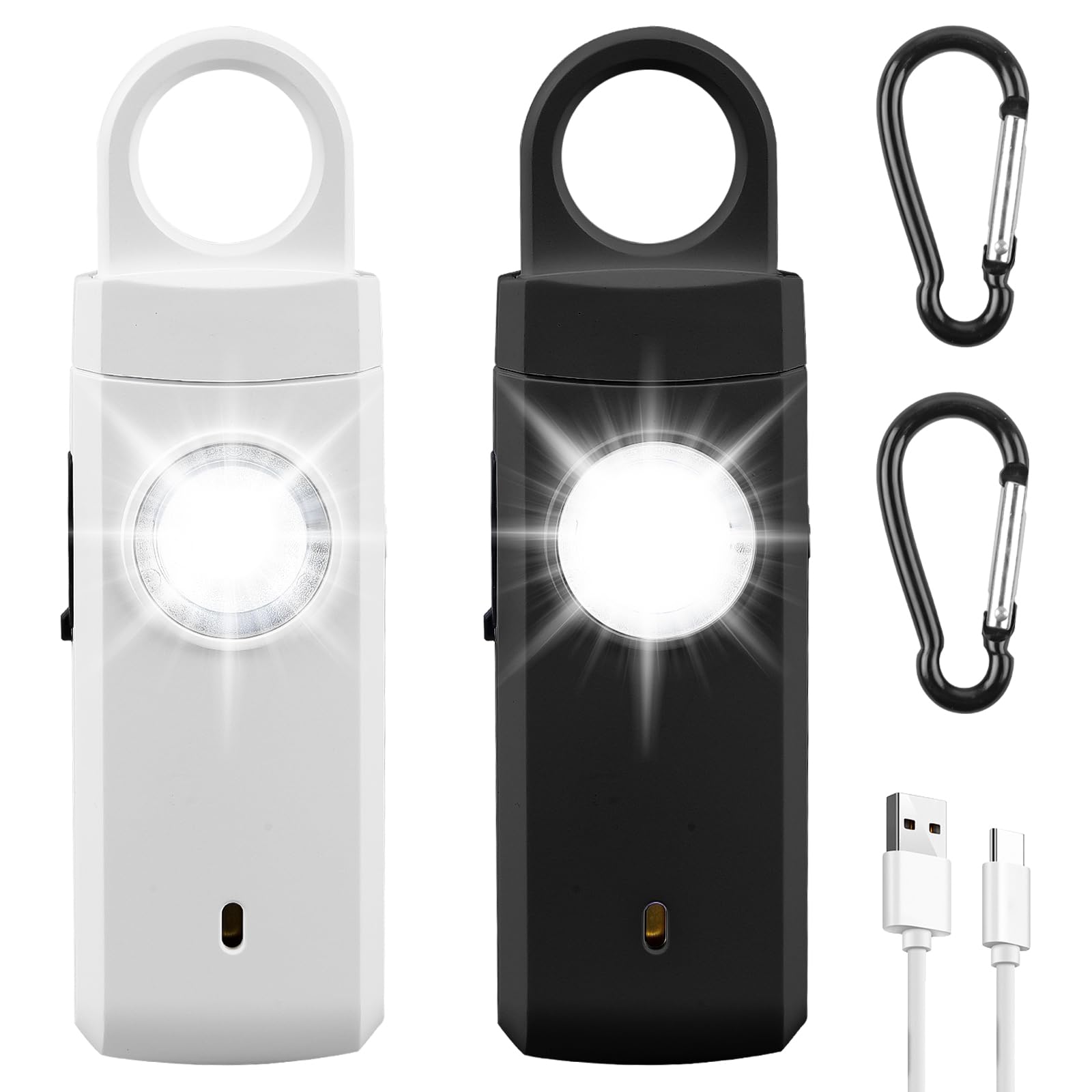 Alarma personal, 2 unidades de alarma de bolsillo de 130 dB para mujeres con luz LED, alarmar autodefensa, llavero y alarma de pánico, para mujeres, personas mayores y toda la familia