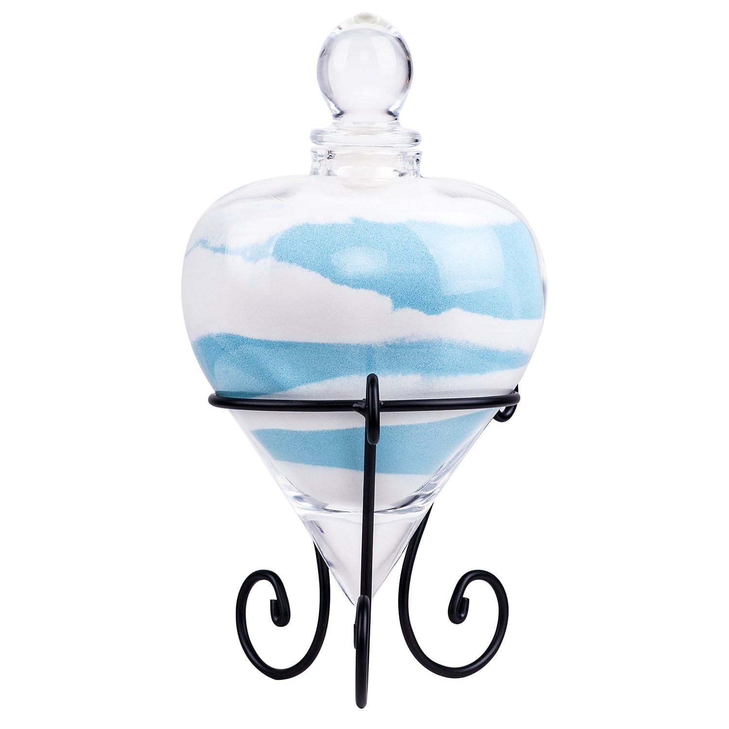Heart Shaped Unity Sand Vase with Metal Stand Wedding Unity Set Sand Ceremony Kit for Wedding Gifts for Couples 2024 (with White and Blue Sand)