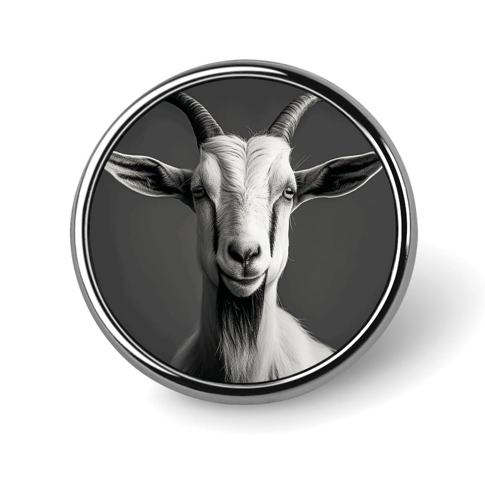 Round Brooch Pin Decoration Clothing Brooch Fashion Black And White Goat Lapel Pin Decorative for Party Wedding Gift Women/men Gift