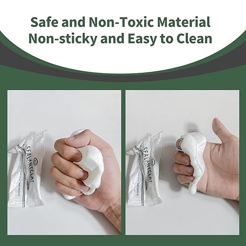 Miniatura 5 de Masilla selladora impermeable, paquete de 16 masillas de sellado blanco, sellado de conducto impermeable, barro de reparación rápida para conexión