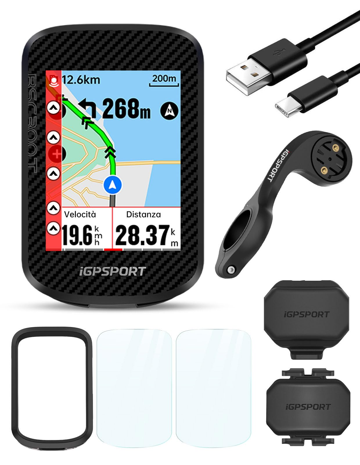iGPSPORT BSC300T Ciclocomputer Touch Screen a Colori da 2,4'' GPS Computer da Bicicletta Mappe di Navigazione Memoria da 8 GB Compatibile 130 Dati Tipo C Ricarica Collegamento a E-Bike e Di2