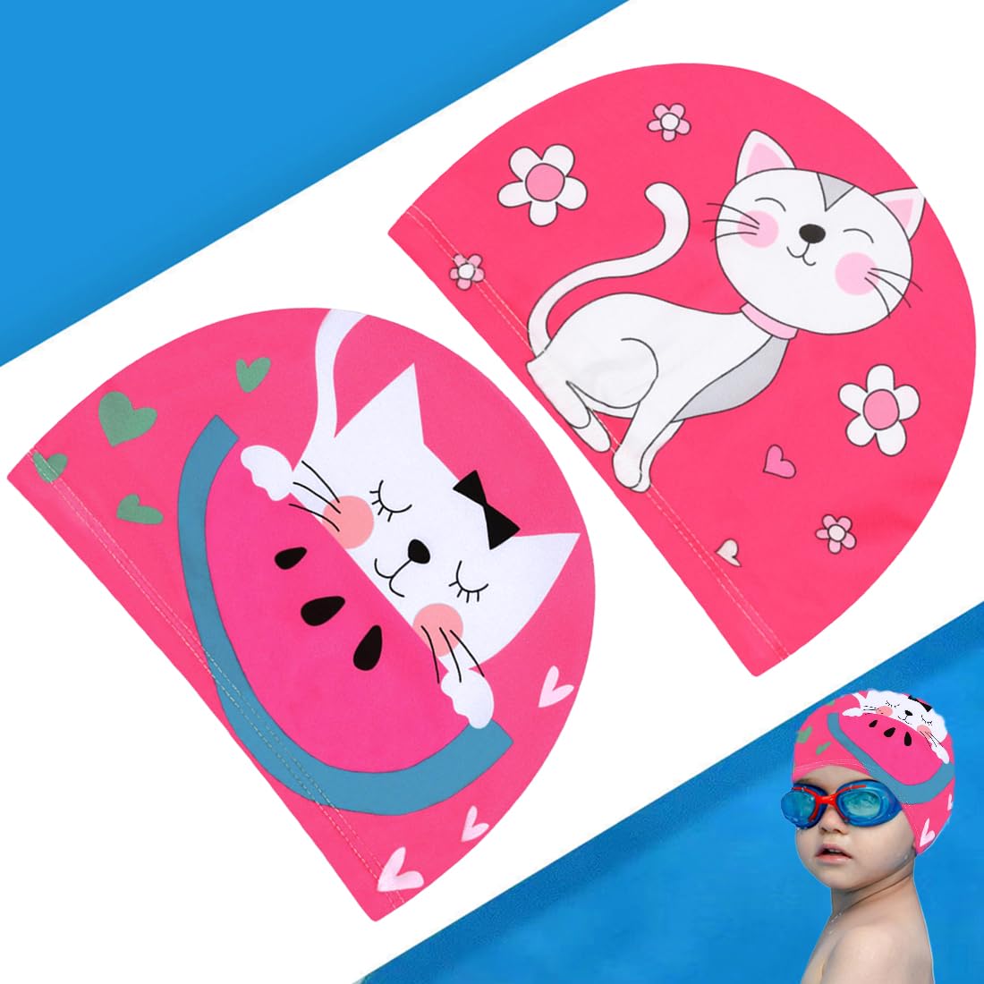 2 Piezas Gorros De Natación Para Niños Gorro Piscina Bebe Gorros De Piscina Divertida Gorros De Baño Con Diseño De Gorros Para Pelo Largo Y Corto