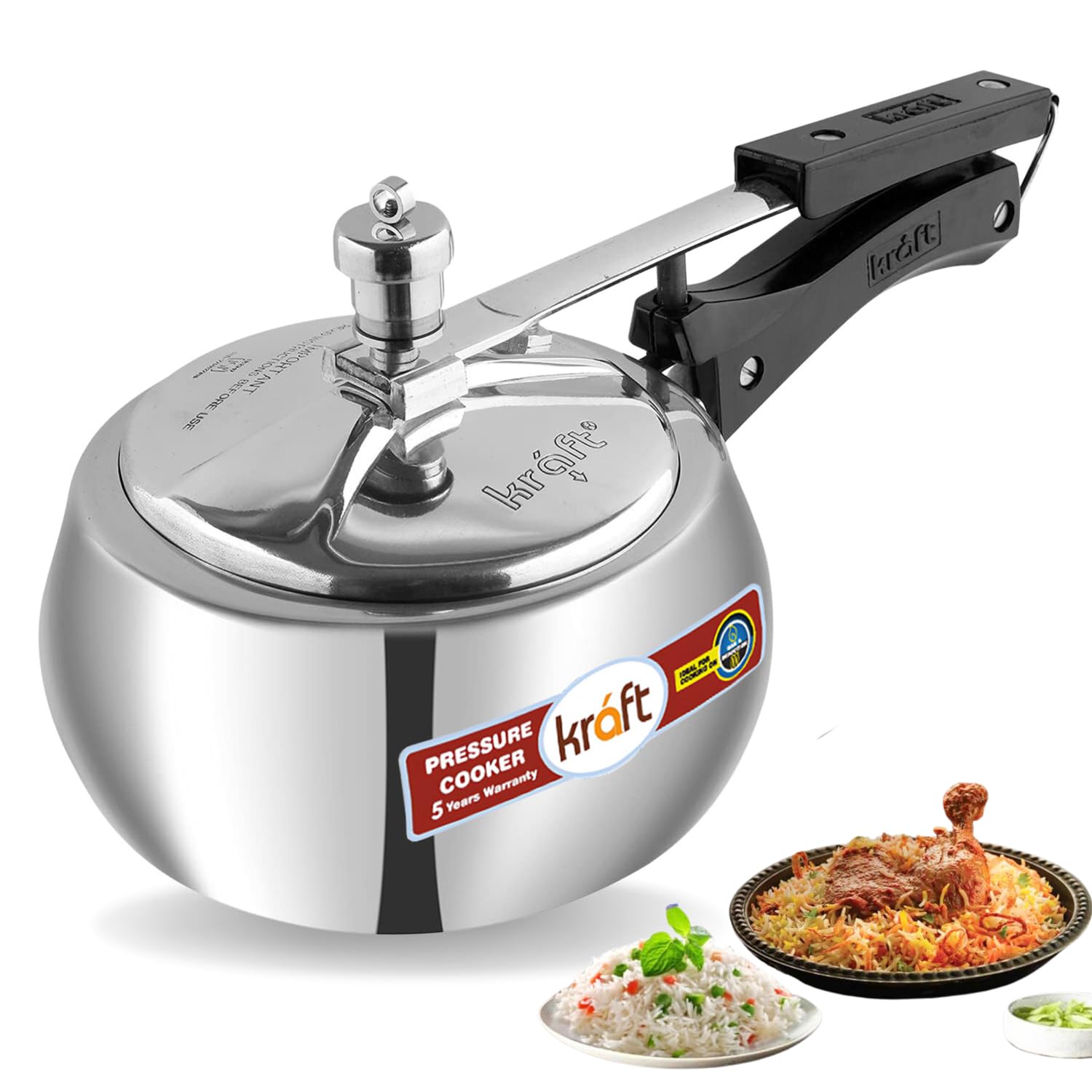 Kraft Stylo Handi Shaped Aluminium Inner Lid Pressure Cooker Large
