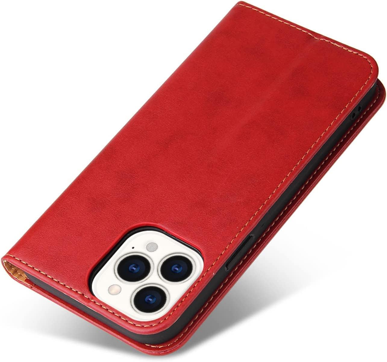 Wallet Case for iPhone 14/14 Plus/14 Pro/14 Pro Max, Flip Leather Phone Case with Card Slots Kickstand Strong Magnetic Closure Protective Cover (Color : Red, Size : 14)