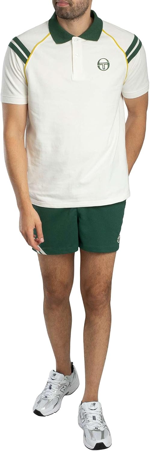 Sergio Tacchini Men's Time Tennis Shorts, Pine Needle/Gardenia, M
