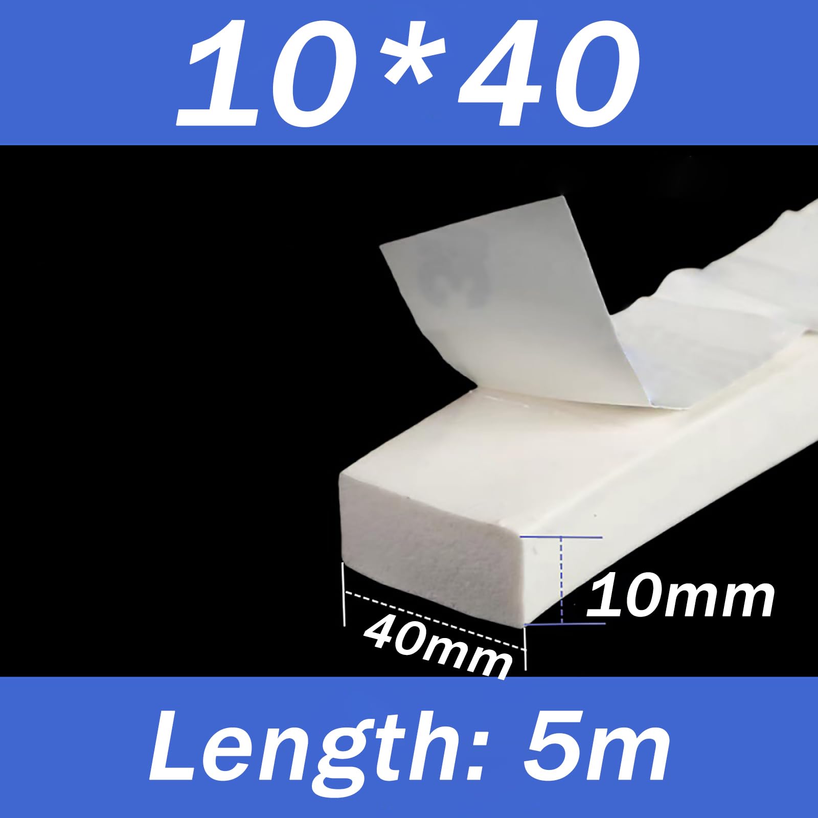 Selbstklebendes Schaumstoff Dichtband 10 mm Stärke, Geräuschreduzierung und Stoßdämpfung für Türen, Fenster und Schränke, Für Haushalt und Auto,40mm