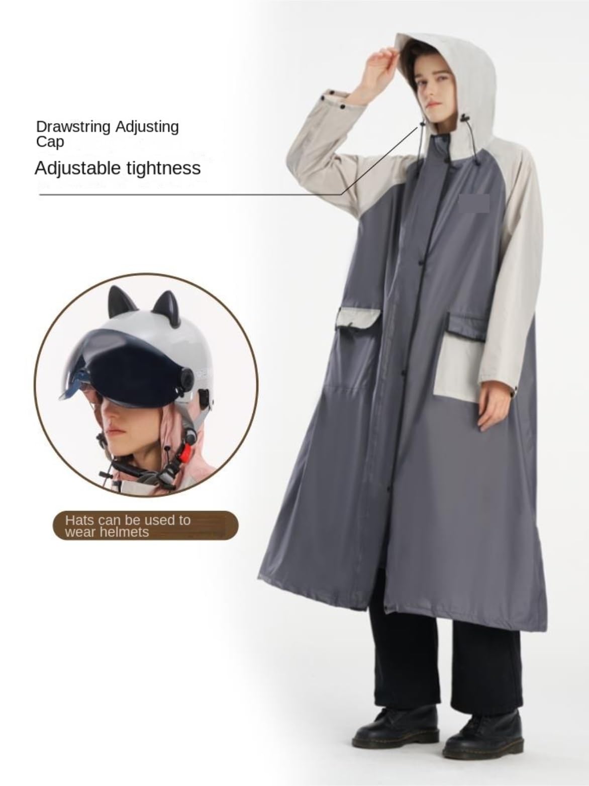 Poncho Antipioggia Impermeabile Impermeabile Da Uomo, Giacca Antipioggia Lunga Con Cappuccio, Cappotto Pesca Di Emergenza Mantella Antipioggia