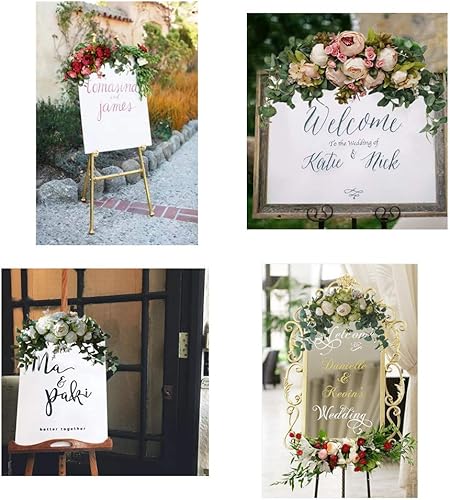 Miniatura 2 de Flores de arco de boda, 30 pulgadas, diseño floral artificial rústico para dintel de puerta, hojas verdes, peonía rosa, girasoles, centros de mesa,