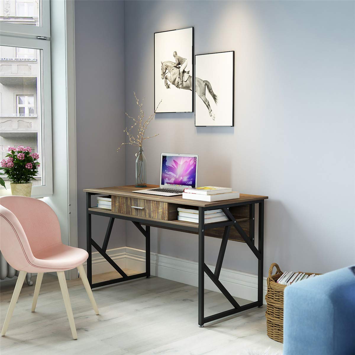 Buy Computer Desk with Drawer DEWEL 47” Corner Desk Computer Gaming