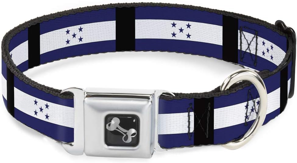 Buckle-Down Seatbelt Buckle Dog Collar - Honduras Flags - 1.5" Wide - Fits 18-32" Neck - Large