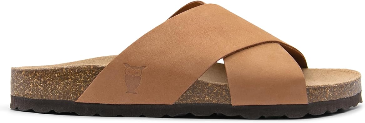 Sandgrens Handmade Unisex Cork Slides | European Top Grain Leather Sandals with Soft Suede Footbed and EVA Rubber Sole | Soria