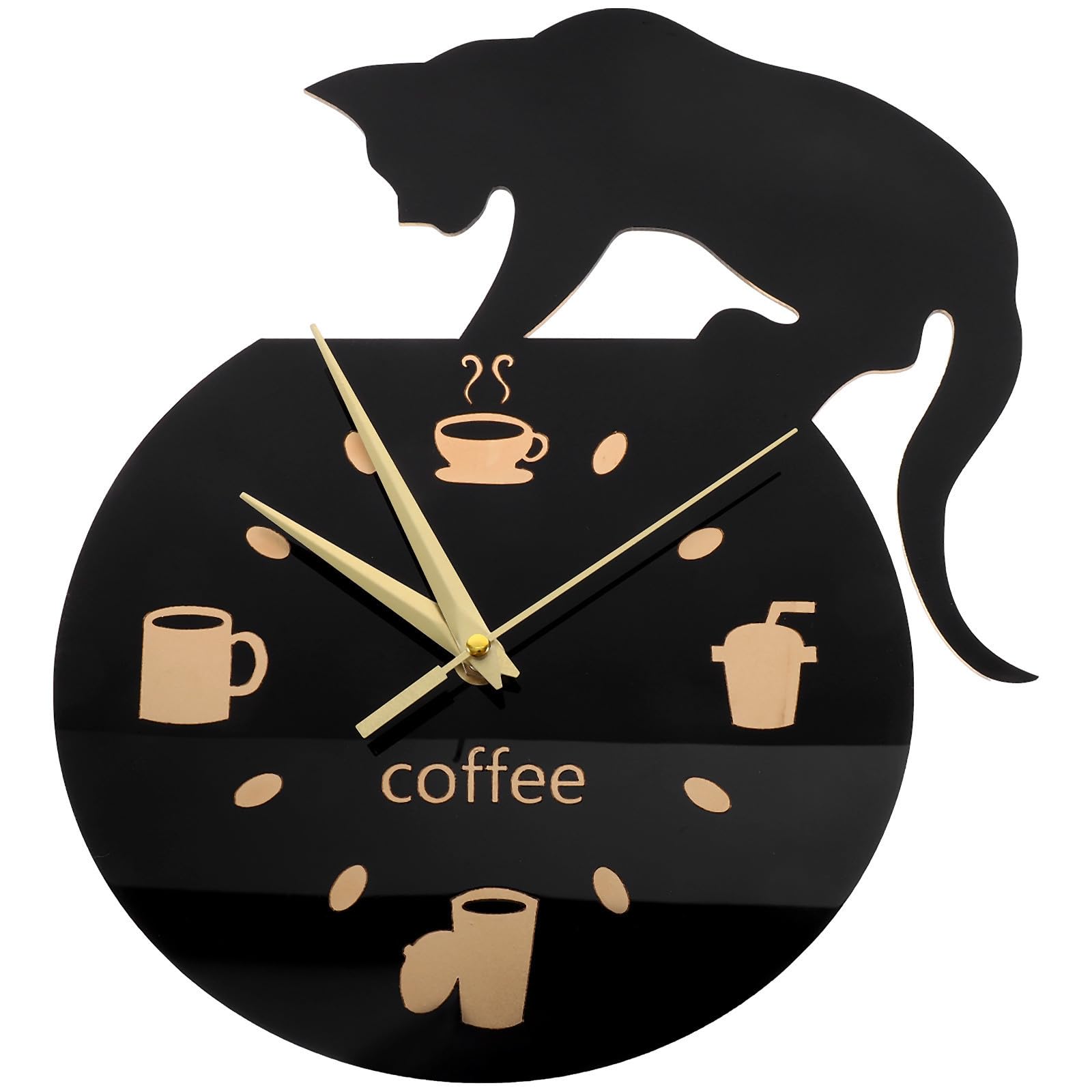 Horloge murale en bois chat noir silencieuse YARNOW pour salon