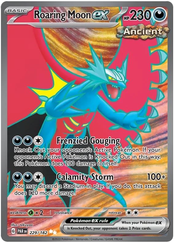 Roaring Moon ex 229/182 Ultra Rare Pokemon Card | Paradox Rift Set | Scarlet & Violet Series | Titan Authenticated